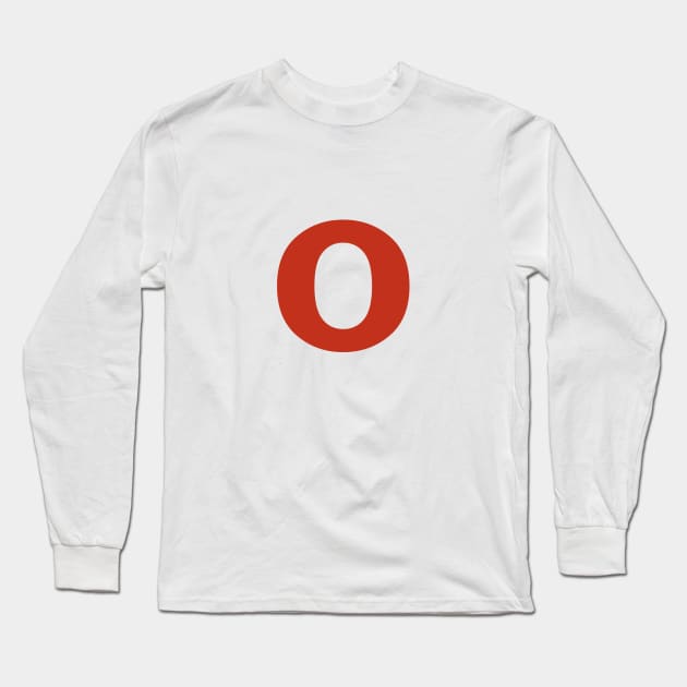 Letter o in Red Text Minimal Typography Long Sleeve T-Shirt by ellenhenryart